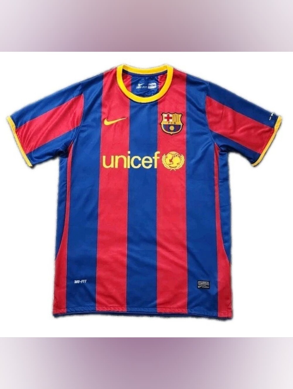 NIKE DRI FIT BARCELONA 2010 2011 HOME FOOTBALL SOCCER JERSEY SHIRT LARGE
